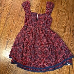 Red and Blue Floral Dress
